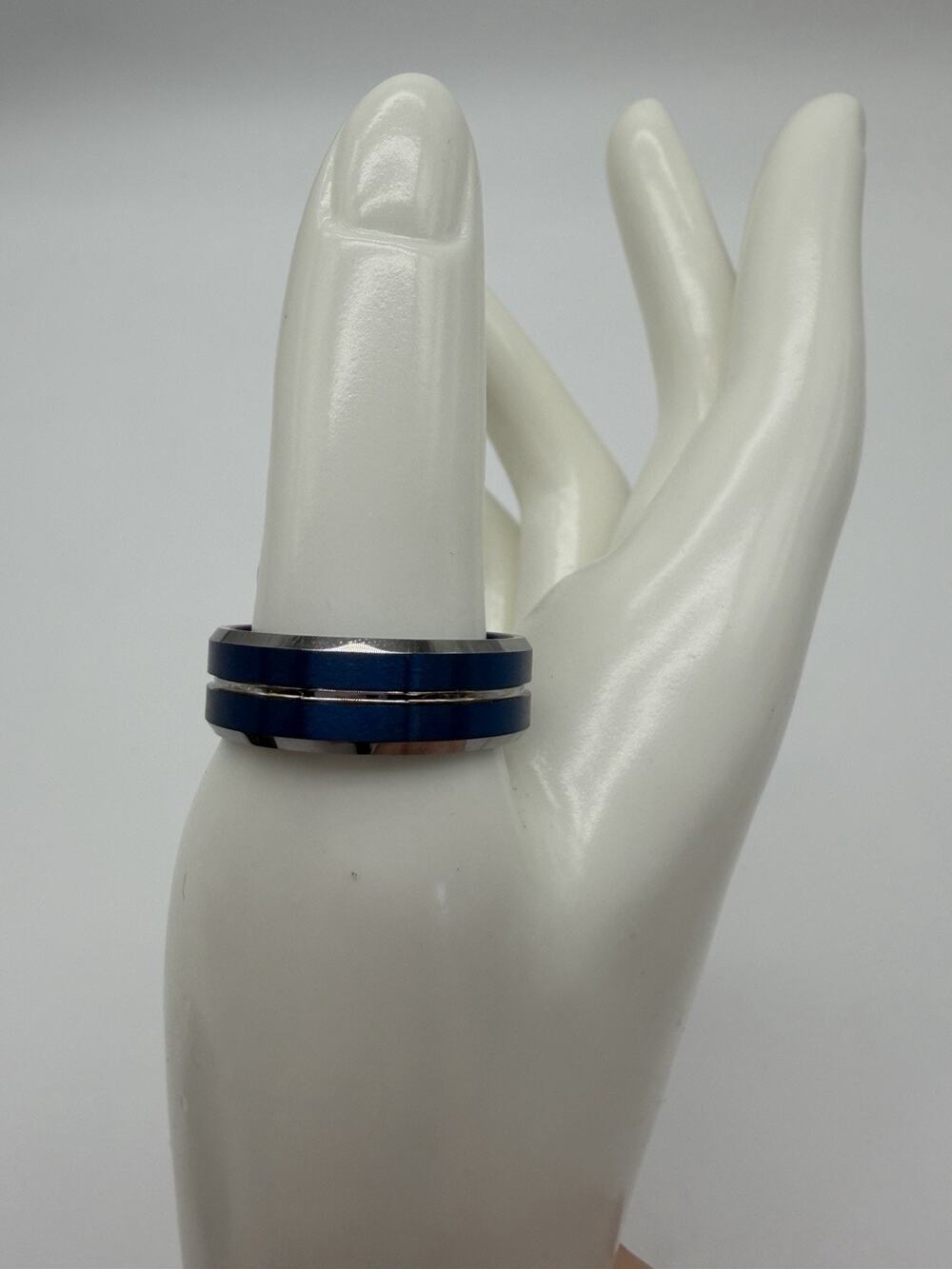 Denvosi Elegance Tungsten Carbide Ring For Men Size 12 8mm Matte Brushed Blue